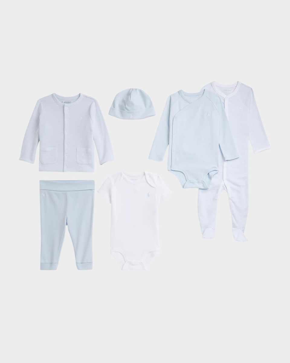 Boy's 6-Piece Interlock Cotton Knit Gift Set, Size Newborn-